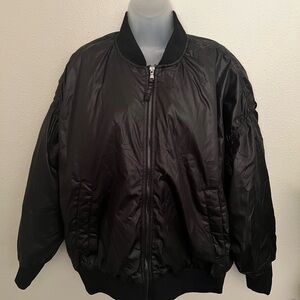 Old Navy Black Bomber Jacket with Ribbed Accents